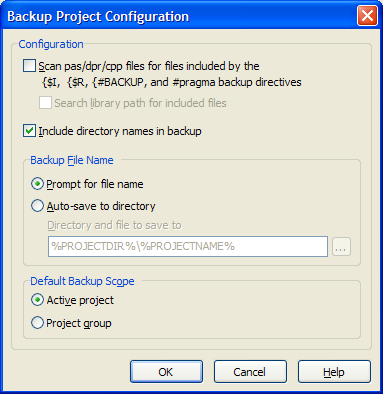Backup Project Configuration
