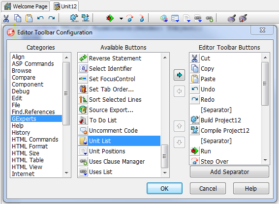 Configuration Editor Toolbar